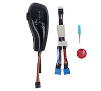 WPKD BLUEIY LED Automatic Gear Shift Knob Left Driver Red Button PU Leather Wrapped Soft Touch LED Light Gear Indicator Replacement for Z4 E85 E86 2001 2008 Includes Adapter Harness (Glossy Black)