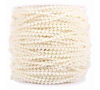WPKD BLUEIY Pearl Shiny Christmas Bead Chain,Artificial Pearl Beads Chain,50M Roll 3mm Diameter,for Party Wedding Christmas Decoration Centerpieces (Beige)