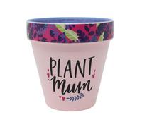 WPL Gifts Love Plants Small Flower Planter Pots - Fun Quotes & Humour in Pastel Colours - with Optional Coaster Add On - Perfect Floral Home Decor (Plant Mum)