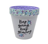 WPL Gifts Love Plants Small Flower Planter Pots - Fun Quotes & Humour in Pastel Colours - with Optional Coaster Add On - Perfect Floral Home Decor (Keep Going, Keep Growing)