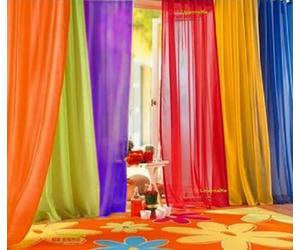 WPM 6 Piece Rainbow Sheer Window Panel Colorful Backdrop Bright Curtains Set for Playroom, Nurseries, Bedroom & More Lime, Orange, Red, Purple, Bright Yellow, Navy Drapes- 96 inch Long Panels