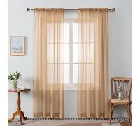 WPM Gold Color Sheer Curtains 60" Wide x 108" Long 2 Panels Livingroom Window Treatment Rod Pocket Sheer Voile for Bedroom, Kitchen, Childrens Room Fully Stitched and Hemmed