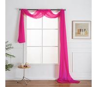 WPM Hot Pink Extra Long Sheer Window Scarf Valance. 38”W x 216”L Valances Voile Swag for Windows- Living Room, Kitchen, Wedding Arches, Bedroom Décor, Events. Fully Stitched and Hemmed