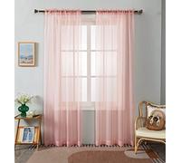 WPM Peach Color Sheer Curtains 60" Wide x 63" Long 2 Panels Livingroom Window Treatment Rod Pocket Sheer Voile for Bedroom, Kitchen, Children Room Fully Stitched and Hemmed