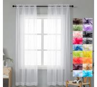 WPM White Sheer Curtains 58" Wide x 84" Long 2 Panels Livingroom Window Treatment Rod Pocket Sheer Voile for Bedroom, Kitchen, Childrens Room Fully Stitched and Hemmed