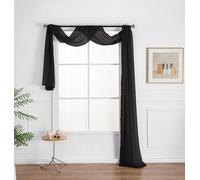 WPM WORLD PRODUCTS MART Drape/Panels/Scarves/Treatment Beautiful Sheer Voile Window Elegance Curtains Scarf for Bedroom & Kitchen Fully Stitched and Hemmed (Black, 38" Inch x 216" Inch)