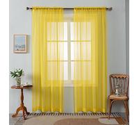WPM Yellow Color Sheer Curtains 58" Wide x 108" Long 2 Panels Livingroom Window Treatment Rod Pocket Sheer Voile for Bedroom, Kitchen, Childrens Room Fully Stitched and Hemmed
