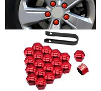 WPNCIMDA 20 Pcs Car Wheel Nut Caps For MG HS Trophy 2024, Hexagonal Tire Nut Bolt Caps Covers Universal Nut Cover With Removal Tool Accessories, 19mm- Red