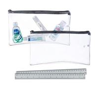 WPNCYK 4-Piece Set Clear Pencil Case, Large, 2 PCS with 2 PCS 30cm Ruler, Black Zip