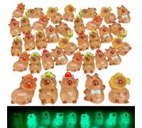 WPNCYK 40PCS Capybara,resin Animals,mini Capybara, Luminous Mini Capybara Resin Figurines,Perfect for Decorating Your Desk, Table Top, Mini Garden, or as A Gift for Friends.