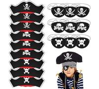 WPNCYK Pirate Hat, 18-Piece Kids Pirate Accessories Set, Pirate Hat and Eye Patch Combo for Boys and Girls Halloween and Pirate Themed Party Role Play, Felt and Non-Woven Fabric