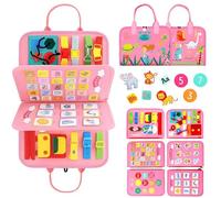 WPNCYK Preschool Busy Book, Toddler Busy Board for 1-4 Years Old, Educational Activity Book Cultivate Hands-on Ability and Creative Thinking for Travel and Home Use, Gift for Boys Girls(Pink