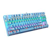 wpOP59NE Mechanical Keyboard, K550 Crack 87 Keys USB Wired Backlit Green Shaft Dustproof Full Key No Rush Marquee Business Games Real Mechanical Keyboards Cyan-Blue