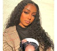 WPPIKK Glueless Wigs Pre Plucked Human Hair Pre Cut Deep Wavy Lace Front Wig Human Hair Easy Pull On 4x4 Cap 20 Inch