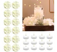WPPNSY 24 Pcs Floating Candles for Centerpieces and Floating Flowers Artificial Flowers Head Vase Filler for Party Home Table Wedding Centerpieces Decoration (White)