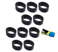 Wpppan 10Pcs Black Tennis Racket Handle Rubber Ring Stretchy Tennis Racquet Band Overgrips, Tennis Racket Grips, Racquet Accessories