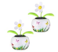 Wpppan 2Pcs Solar Dancing Solar Powered Dancing White Flower in Colorful Shape Flip Flap Animated Bobblehead Dancer Window Sun Catcher Car Dashboard Decor Solar Power Kits，Learning and Education
