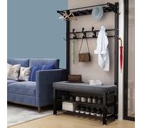 WPPTNSFY Metal Coat Rack with Shoe Bench and Hook, Multifunctional Entry Bench with Coat Rack, Easy to Assemble for Living Room, Hallway 80/100 * 33 * 172CM