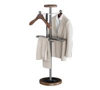 WPPTNSFY Metal Valet Stand with Tray, Clothes Valet Stand for Men with 2 Suit Hangers, Multifunctional Suit Valet Stand with Sturdy Base, for Entryway, Bedroom, Office