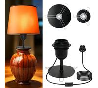 WPQIUZS E27 Metal Vase Lamp Kit, 3 Sizes of Spring Vase Lamp Renovation Kit | 2.4M Bottle Lamp Kit, Lamp Kit for Transforming a Vase into a Desk Lamp, Light Fitting for Make Your Own Table Lamp, Black