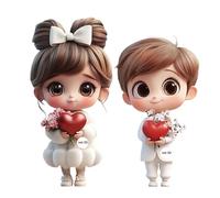 Wpsagek Cartoon Couple Keychain - 2D Flat Married Bridal Shower Ornament | 2X Acrylic Girl Bag Keychain Pendant For Friends, Brides, Grooms, Engagement