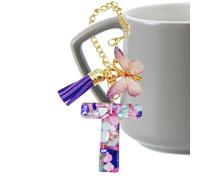 Wpsagek Cup Handle Charm - Cup Letter Pendant With Butterfly And Tassel | Trendy Modern Backpack Pendant, Mug Initial Keychain For Girls School Work Gym Outdoor