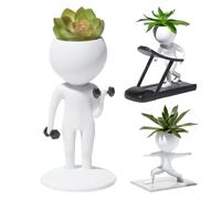 Wpsagek Cute Human Sporting Plant Pots, Funny Weightlifting Running Yoga Statue Planter Pot, Creative Human Shaped Flower Pots For Indoor Outdoor