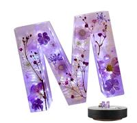 Wpsagek Dry Flower Night Light - Creativity Floral Resin Night Lights Alphabet - Floral Resin Nightlight, Creativity Floral Resin Night Lights Alphabet Elegant Night Light for Women Girls