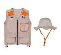 Wpsagek Explorer Costume Kids - with Hat Lightweight Outfit,Kid Outdoor Safari Cargo Vest Set,for Boys Girls Hiking Fishing Camping Exploration Park Backyard Nature Adventures