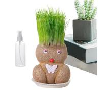 Wpsagek Growing Grass Head Doll Plant - Grow Your Own Hairy Kits - Educational Grass Head Doll With Trays & Spray Bottles, Decoration Supplies Grass Doll for Men Women Kids