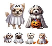 Wpsagek Halloween Decoration, Ghost Dogs Pendant Acrylic Christmas Tree Pendant Decoration, Cute Ghost Dogs Halloween Hanging Ornaments For Car, 6PCS
