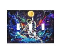 Wpshijia Decorative Light Switch Plate Covers Blacklight Astronaut Space Galaxy Universe 3 Gang Light Switch Cover Plate Triple Toggle Wall Plate Outlet Covers Faceplate for Bedroom Home Decor