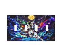 Wpshijia Decorative Light Switch Plate Covers Blacklight Astronaut Space Galaxy Universe 4 Gang Light Switch Cover Plate Quad Toggle Wall Plate Outlet Covers Faceplate for Bedroom Home Decor