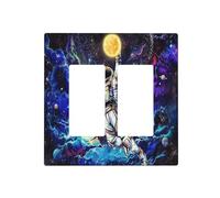 Wpshijia Decorative Outlet Covers Blacklight Astronaut Space Galaxy Universe 2 Gang Light Switch Cover Plate Double Rocker Wall Plate Switch Plate Covers Faceplate for Bedroom Home Decor