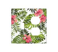 Wpshijia Outlet Covers Tropical Plant Green Palm 2 Gang Combination 1 Toggle/1 Duplex Light Switch Cover Decorative Gfci Wall Plate Electrical Receptacle Switchplate Faceplate for Bathroom Decor