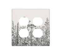 Wpshijia Outlet Covers Vintage Grey Floral Herbs Wild Flowers Botanical 2-Gang Duplex Light Switch Covers Decorative Boho Gfci Wall Plate Covers Electrical Receptacle Switchplate Plug Faceplate Decor