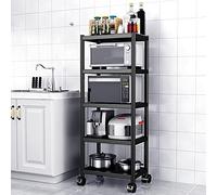 WPT Kitchen Baker's Rack, Multipurpose Storage Rack, Microwave Stand, Trolley on Wheels, Adjustable Kitchen Organizer Rack with 5 Tiers