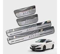 WpTGEX 4 Pcs Stainless Car Door Sill Protector For HON-DA Jazz 2004-2023 2024 2025, Welcome Pedal Strip Cover, Scratch Resistant Threshold, Abrasion And Anti-Skid Capability