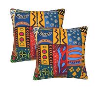 WPUTY African National Patterns Printed Furry Cushion Covers (Set of 2), 50x50 CM Throw Pillow Case with Modern Decoration Print Pillowcases for Sofa Bed Office Decor
