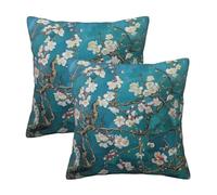 WPUTY almond blossom Printed Throw Pillow Covers Set of 2 Pcs, 45x45 CM, All-Season Modern Pillow Cases for Car, Office Home and Bedroom Decor