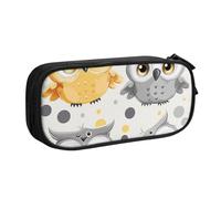 WPUTY Animal Cartoon Owls Cute Printed Large Capacity Pencil Case Black Double-Layer Stationery Organizer Makeup Bag for School, Office, Travel
