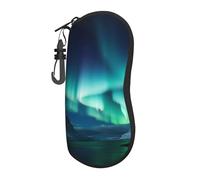 WPUTY beautiful northern lights Print Ultra-Light Neoprene Eyeglass Case with Keychain, Compact Travel Sunglasses Pouch, Multi-Purpose Organizer for Glasses, Cosmetics & Gifts