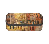 WPUTY Beautiful Venice Canal View Printed Pencil Case Large Capacity Pen Pencil Bag Stationery Box Makeup Pouch for Office Travel School