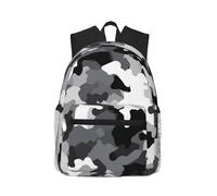 WPUTY Black Grey White Camouflage Printed Waterproof School Backpack Lightweight School Bags Travel Laptop Bag Casual Daypack for Kids Boys Girls