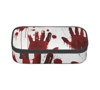 WPUTY Bloody Handprints Printed Pencil Case Large Capacity Pen Pencil Bag Stationery Box Makeup Pouch for Office Travel School