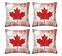WPUTY Canada Flag Printed Throw Pillow Covers Set of 4 Pcs, 30x30 CM, All-Season Modern Pillow Cases for Car, Office Home and Bedroom Decor