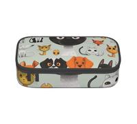 WPUTY Cartoon Cat and Dog Printed Pencil Case Large Capacity Pen Pencil Bag Stationery Box Makeup Pouch for Office Travel School