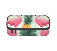 WPUTY Cartoon Flamingo Pineapples Printed Pencil Case Large Capacity Pen Pencil Bag Stationery Box Makeup Pouch for Office Travel School