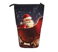 WPUTY Christmas Magic Printed Pencil Case Standing Telescopic Pen Holder for Cosmetics Pouch Makeup Office Bag