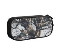 WPUTY Cold Tree Camouflage Printed Large Capacity Pencil Case Black Double-Layer Stationery Organizer Makeup Bag for School, Office, Travel